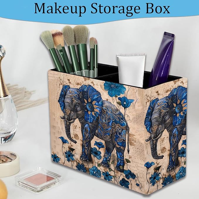 Pen Holder and Anti-Slip Mouse Pad Combination, Makeup Brush Storage Box, Tableware Storage Box, Suitable for Office and Home - Blue Spotted Weevil
