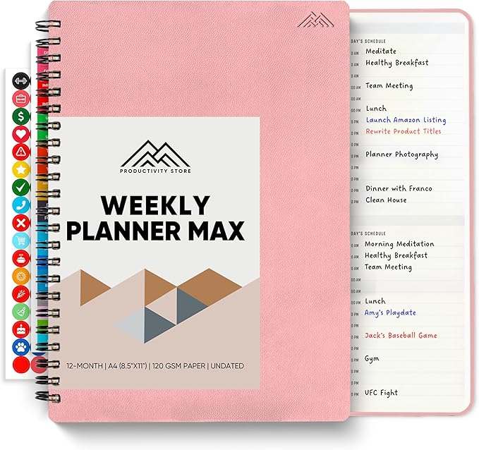 2026 Planner. 8.5" x 11" Spiral-Bound Weekly, Monthly and Daily Planner - Organize All 52 Weeks - Increase Productivity and Get Organized - Productivity Store (Pink)