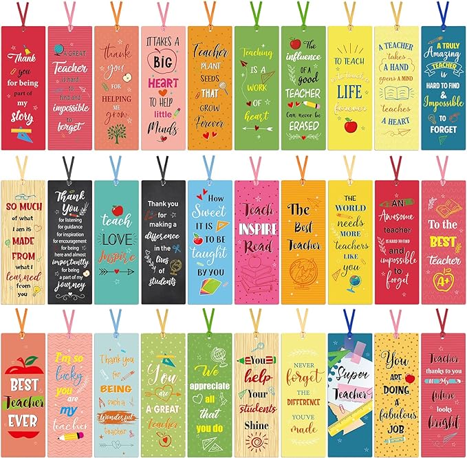 120 Pack Teacher Bookmarks Teacher Appreciation Gifts in Bulk Thank You Gifts from Students Christmas Teacher Gifts Graduation Gift Back to School Gift for Teachers Party Favors Classroom Reading