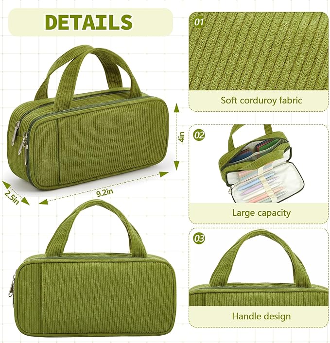 Jutom 39 Pcs Aesthetic Book Annotation Kit Highlighter with Pencil Case Bag Gel Pen Transparent Sticky Note Taking Bible Study College School Supplies(Green,Classic Style)