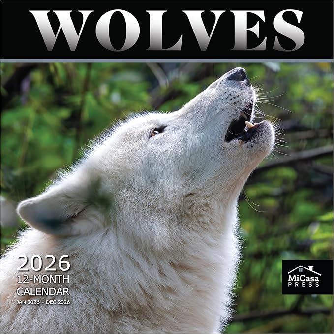 MICASA PRESS Wolves 2026 Wall Calendar 12 Month | 12” x 24” Open | Thick & Sturdy Paper | Giftable | Animal Calendar 2026