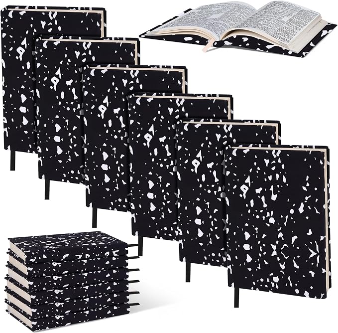 Gilprop 6 Pack Jumbo Stretchable Book Covers, Colorful Covers for Textbook Protection and Care, Washable Reusable Protective for Paperbacks Hardcover Books(Composition Book,Black White,9-11inch)
