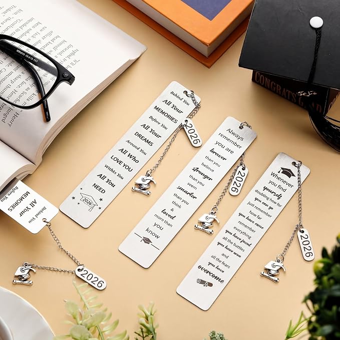 Skyygemm 15 Pcs 2026 Graduation Bookmarks Senior Graduation Gifts Bulk Class of 2026 Congrats Grad Gifts Bulk for Him Her Classroom Students Grad Party Favors