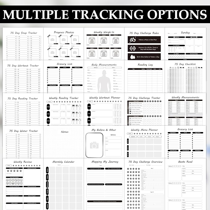 75 Day Hard Challenge Journal for Men or Women with PVC Cover – 75 Hard Challenge Book with Daily, Weekly, Monthly Planner & Wellness Trackers – 75 Challenge Planner Tracker for Fitness, Habits & Self-Care