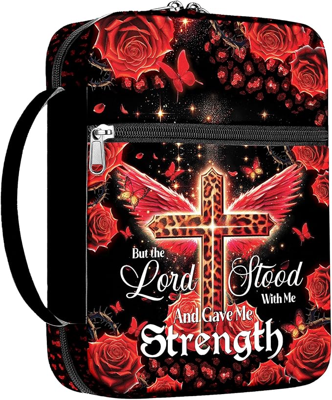 Bible Cover for Women With Leopard Rose Flowers, Carrying Case for Study, Zippered Portable Bag, Covers, Gifts for Christmas Christian