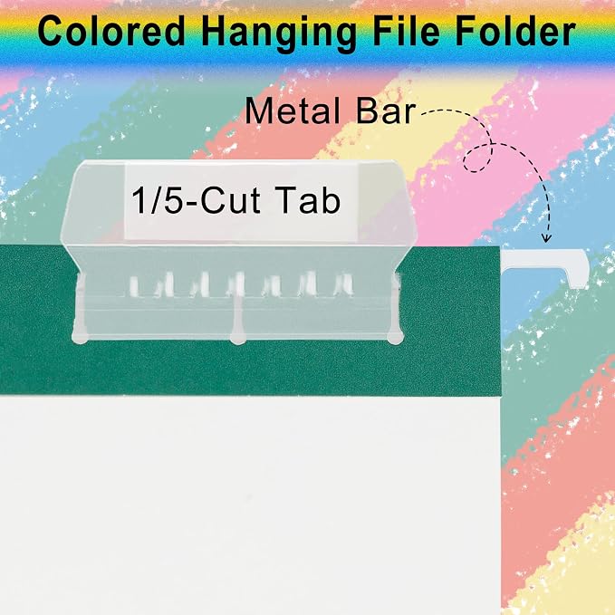 pmybupo Hanging File Folders 50 Pack – Green Hanging File Folders Letter Size,1/5 Cut Filing Cabinet Folders – Reinforced Hanging Files
