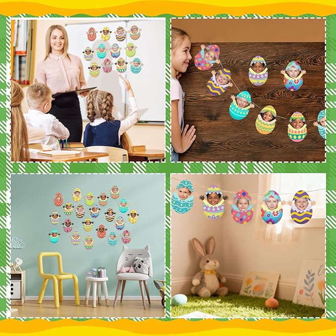 Gersoniel 72 Pcs Easter Egg Face Cutouts for Kids Easter Bulletin Board Decoration Spring DIY Paper Paper Cuts Egg Cartoon Cutouts Decoration for Holiday Party Supplies Kids Photo Crafts Home Decor