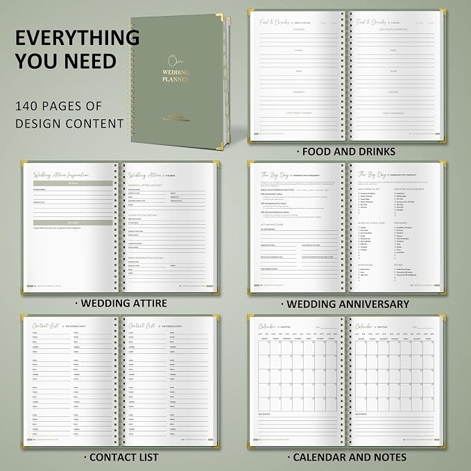 Wedding Planner Book and Organizer - A4 Wedding Planning Book with Checklist, Calendar & Tips - Makes Your Countdown Planning Easy - Engagement Gifts for Newly Engaged Couples, Future Brides & Grooms