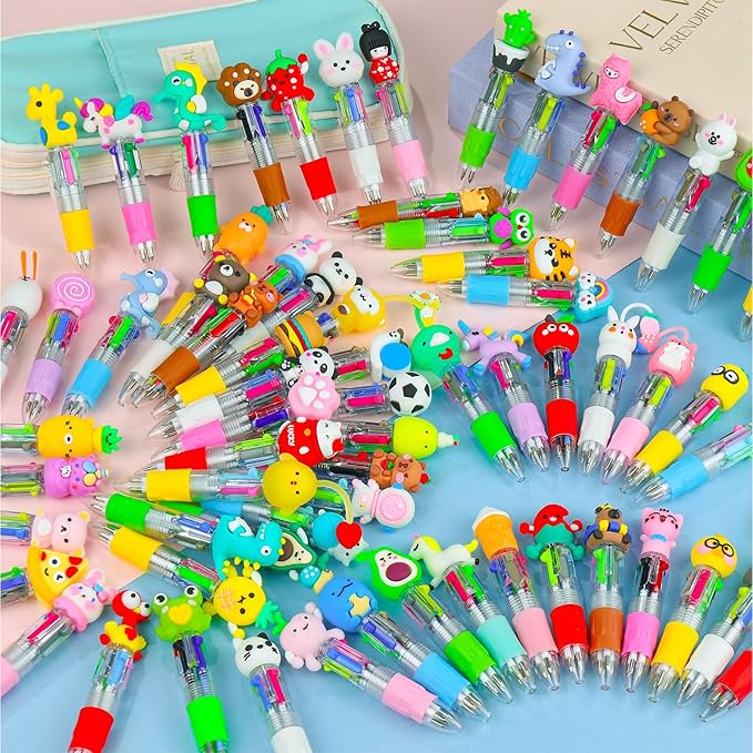 104Pcs Mini Multicolor Pen in One 4-in-1 Cute Pens Bulk,Kawaii Ballpoint Pens for Classroom Gifts Birthdays and Parties