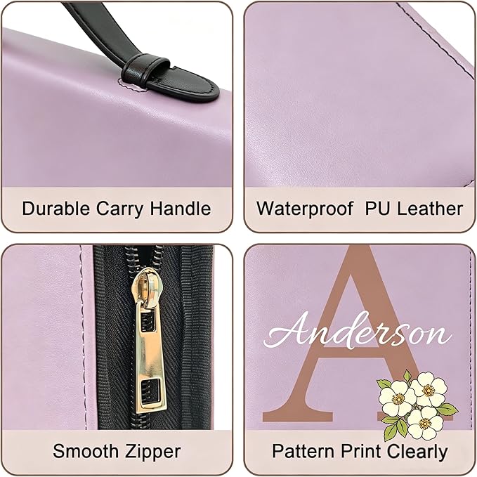 Personalized Bible Cover Custom Leather Bible Case with Handle Bible Study Accessories Supplies Christian Gifts (Initial)