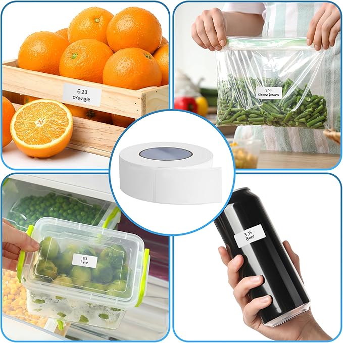 Removable Freezer Labels 500pcs,1 x 2 Inch Blank Food Labels for Freezer Storage, Waterproof & Oil Resistant Fridge Sticker, No Residue, Easy to Write On, Perfect for Home, Restaurants & Catering