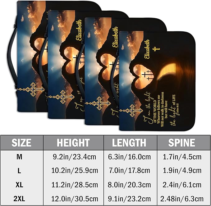 Personalized Bible Cover for Men, Christian Bible Case PU Leather, Jeus Bags Religious Appreciation Gifts for Women Girls Daughter Christian with Handle Zipper (BIBLE-13, M-2XL)