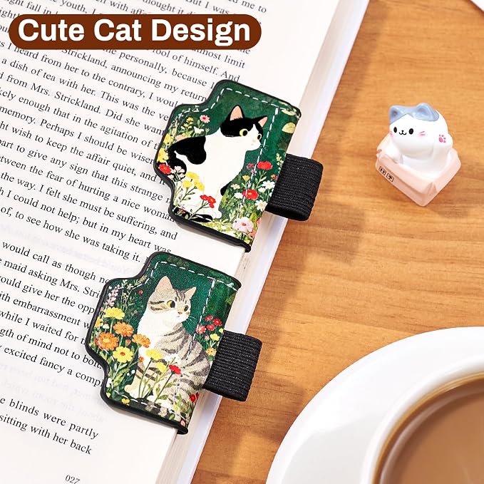 2 Pcs Cat Magnetic Bookmarks with Gift Box,Book Leather Markers for Women, Book Marks Cute Bookmarks for Women, Cute Magnetic Bookmarks for Women, Book Marks for Reading Women