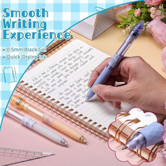 Crtiin 12 Pcs Fidget Spinner Pens for Adults Black Ink Gel Pens with Fidget Ball Stress Relief Pen Spinning Pen for Office Supplies Journaling (Cylinder,Purple Series)