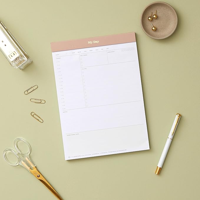 Blue Sky Desk Notes, 7" x 9", Undated Daily Notepad, Perforated Pages, Tear-Off Trim Tape, Task Planner for Office, Home and School (Desert Rose, 7" x 9")