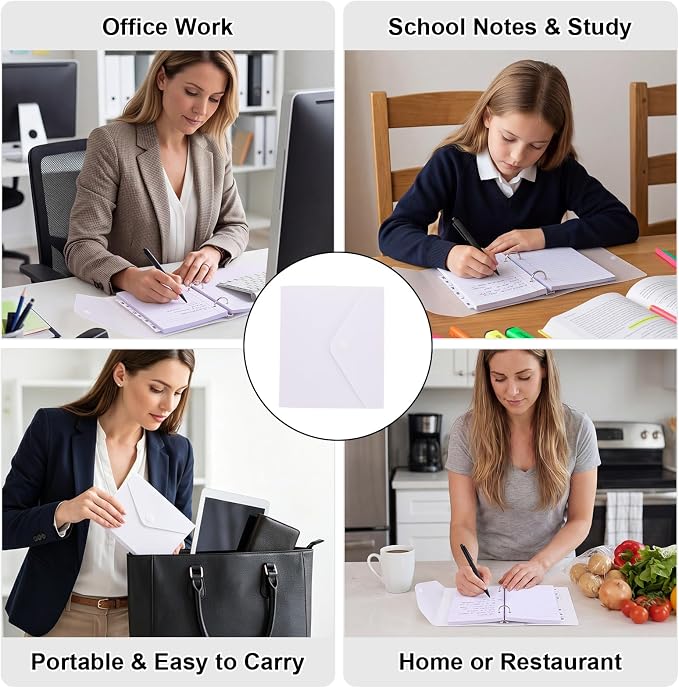 3x5 Inch Index Card Binder, Index Cards with Ring and Dividers - 100 Lined Page Index Card Organizer Case with Snap Closure for Study, Recipe Cards, Office Use (Clear)