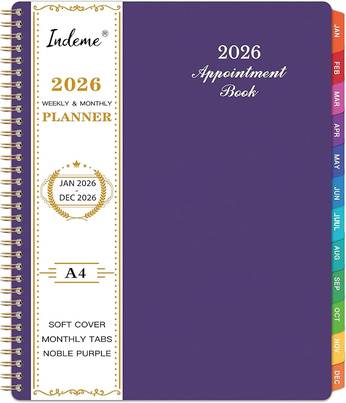 2026 Weekly Appointment Book/Planner - Daily Hourly Planner 2026, JAN 2026 - DEC 2026, 9" x 11" Appointment Book, Monthly Tabs, Hourly Interval, Thick Paper