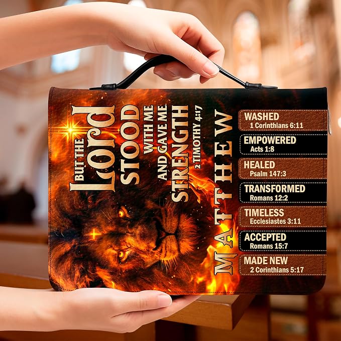 Personalized Man of God Bible Cover, God Says I Am Bible Case PU Leather, Bible Holder Handle Zipper, Faith Scripture with Name Case Bag, Religious Gifts for Church Christians Women Men (01)