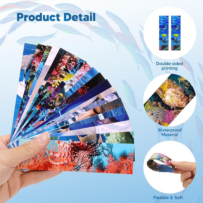 300PCS Ocean Bulk Bookmarks for Kids Classroom 60 Designs Cool Ocean Bookmark Cute Book Mark Double Sided Bookmark for Book Lovers Students Children Rewards Gifts
