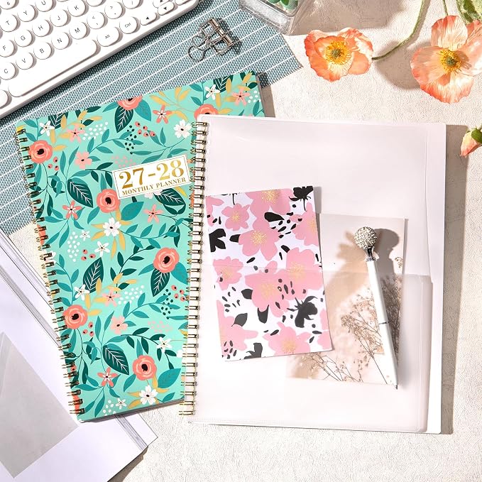 2027-2028 Monthly Planner - 2 Year Planner 2027-2028, Jan. 2027 - Dec 2028, 9" x 11", 2 Year Calendar 27-28 Monthly Planners with Tabs, Back Pocket, Twin-wire Binding - Floral