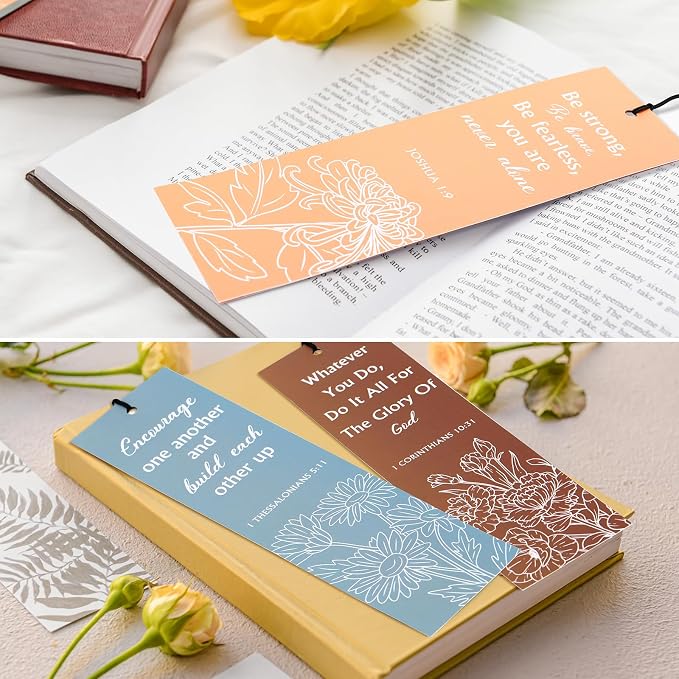 Tenare 20 Pcs Christian Bible Bookmarks for Women, Inspirational Verses Bookmarks with Cross Pendants, Religious Gifts for Women Men Reading Lovers(Vibrant Style)