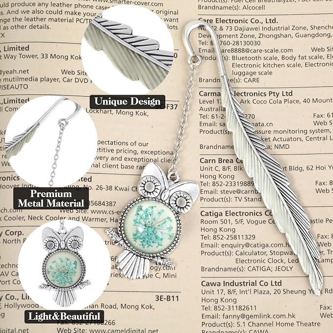 Jeffdad Fantasy Luminous Bookmark Gifts for Women Girls, Cool Glow in The Dark Butterfly & Owl Bookmarks (Silver)