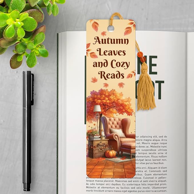 Autumn Leaves and Cozy Reads Premier Bookmarks
