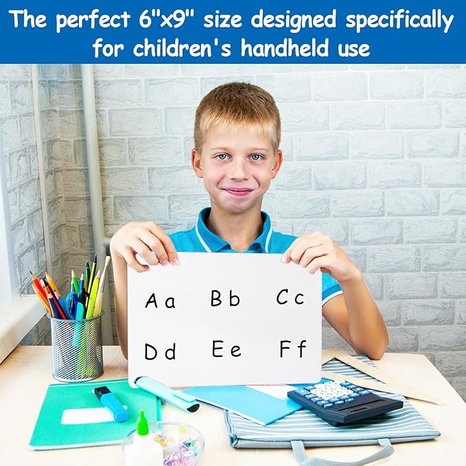 18 Pack Double Sided Dry Erase Boards 6 x 9 inch Double Sided White Boards with 18 Black Markers 6 Erasers Small White Dry Erase Boards for Students Teacher Classroom Supplies (Blank Whiteboard)