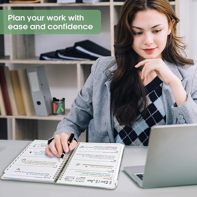 2026 Planner, Weekly and Monthly Calendar Planner Book, January 2026 - December 2026, Hardcover Spiral Planner with Monthly Tabs, Notes Pages, Perfect for Women & Men, A5 (6.4" x 8.5") - Patchwork