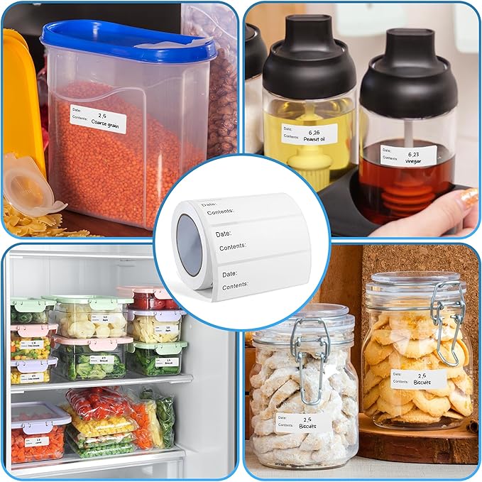 500 Pcs Freezer Labels, 1 x 3 Inch Refrigerator Food Label Stickers, No Residue, Easy Peel Off, Water & Oil Resistant, Labels for Food, Freezer Bags, Jars, and Containers