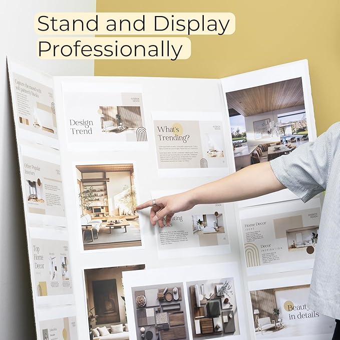 BAZIC Products Trifold Poster Board – White Corrugated Cardboard Display Board for school projects, science fairs, photos, charts, and classroom presentations, 28" x 40", 1-Pack