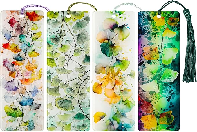 Colorful Art Flower Bookshelf Bookmark - Romantic Artsy Vibe Bookmarks, Perfect Reading Gift for Book Lovers, Bookworms and Friends (Ginkgo Leaf)