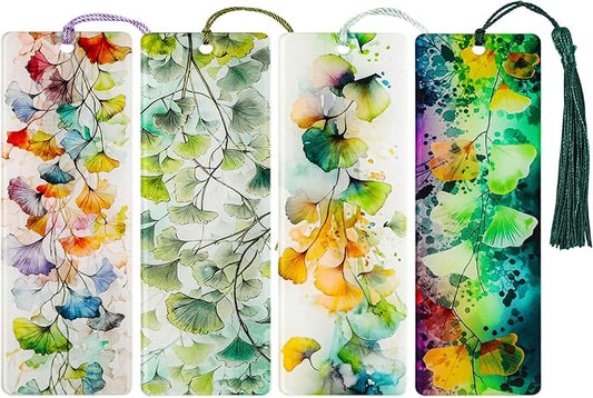 Colorful Art Flower Bookshelf Bookmark - Romantic Artsy Vibe Bookmarks, Perfect Reading Gift for Book Lovers, Bookworms and Friends (Ginkgo Leaf)