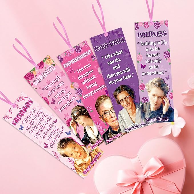 Women History Month Bookmarks, 120 Pcs Inspirational National Women's Day Book Marker Page Clips, Motivational Book Dividers for Bible Reading Classroom Gifts Library Supplies