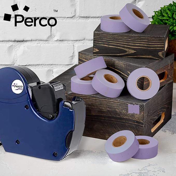 Perco 2 Line Lavender Labels - 80 Rolls, 10 Sleeves, 80,000 Blank Price and Date Gun Labels for Perco 2 Line Price and Date Guns - Made in USA