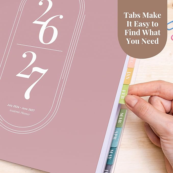 Rileys Academic Planner 2026-2027, Daily, Weekly & Monthly Planner, July 2026 - June 2027, Student Notes Pages, Twin-Wire Binding, Weekly Agenda for School & Work (8.5 x 11-Inches, Pink)