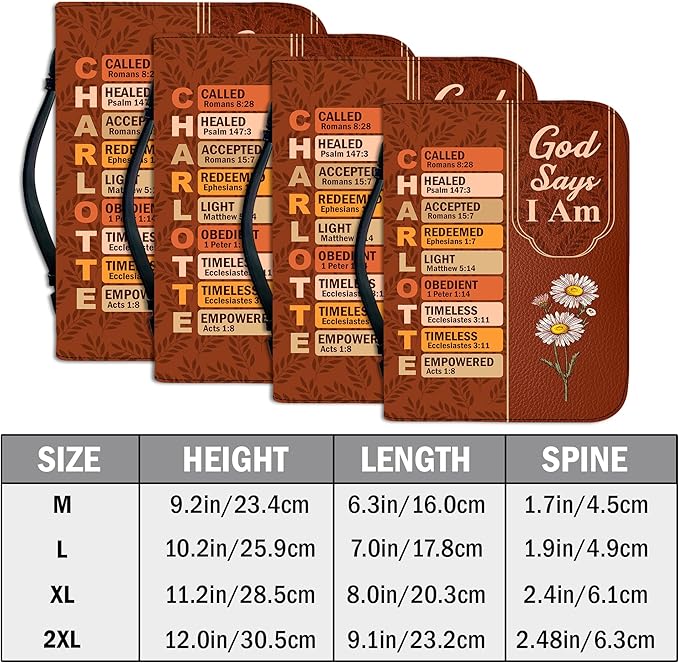 Personalized Man of God Bible Cover, God Says I Am Bible Case PU Leather, Bible Holder Handle Zipper, Faith Scripture with Name Case Bag, Religious Gifts for Church Christians Women Men (GOD-06)