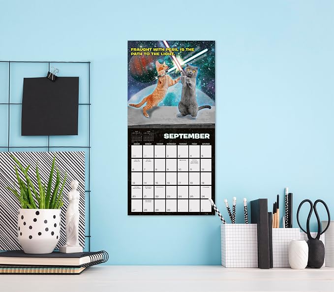Cat Wars 2026 Mini Wall Calendar: Funny Cat Photography & Humor Parody Calendar for Cat Lovers, 7" × 7"