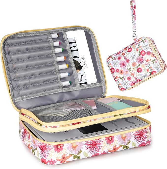 Bible Bag for Girls Organizer - Dual Zipper Compartments with 7 Pen Slots for Church Bible Study, Christian Gift for Teen (Floral)