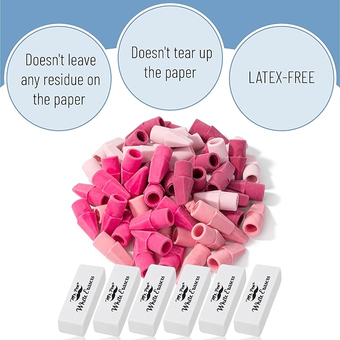 Mr. Pen- School Eraser Combination Set, 66 Pack, Pink Shades, Latex Free Erasers for School, Office, Art Sketching, Homework, Exams, Clean Smudge-Free Correction