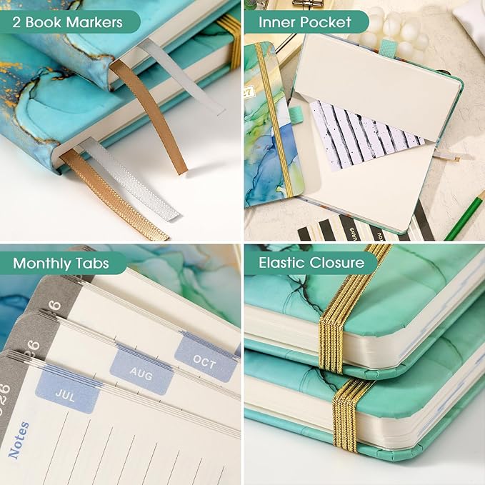 Pocket Planner 2026-2027 - 2026-2027 Pocket Calendar, 26-27 Planner Weekly and Monthly from Jul. 2026 - Jun. 2027, 6.3''×3.8'', Agenda Planners and Schedule Organizer with Pen Loop, 2 Bookmarks, Banded - Green