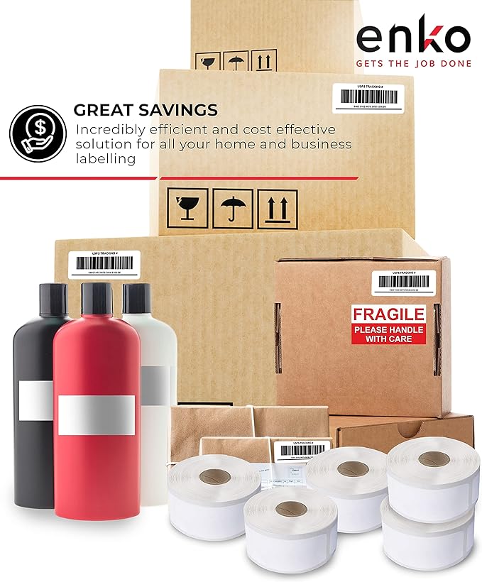 enKo [6 Rolls, 3000 Labels] Address, Shipping & Barcode Labels 30330 (3/4" x 2") Compatible for Dymo LabelWriter