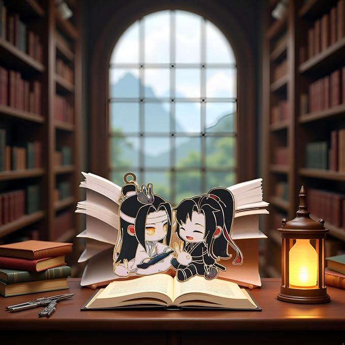 Chinese Mo Dao Zu Shi Bookmark, Grandmaster of Demonic Cultivation Wei Wuxian LAN Wangji Metal hollowing Bookmark Office Supplies Book Covers and Book Accessories