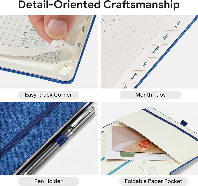 2026-2027 Weekly and Monthly Planner (July 2026–December 2027), 8.5"x11.5", Vertical Layout, 18 Months Agenda with Month Tabs & Pocket, Academic Calendar with Vegan Leather Cover,Blue