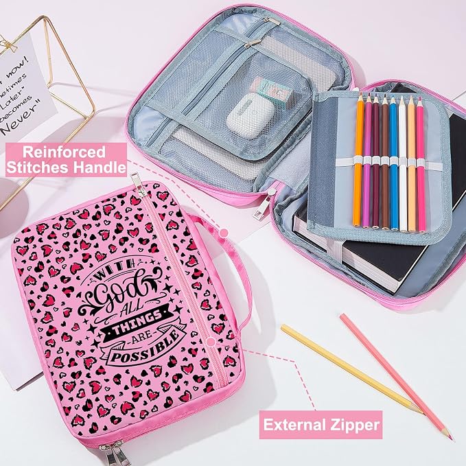 ICOSY Bible Cover Case for Women Girls Kids Bible Bag Case with Handle Kids Girls Bible Study Accessories Supplies