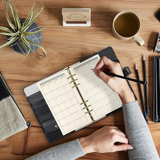 A6 Planner Refill,Month Tracker Spiral Notebook Refill,for 6 Holes Filofax/Personal Journal45sheets/90pages, 100Gsm Quality,Harphia (A6 3.74 x 6.77'',Monthly)
