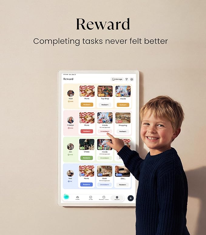 Cozyla Calendar Plus 2: 32" Smart Digital Calendar Wall Touch Screen & No Subscription Family Dashboard, Electronic Display for Family System- Chore Chart, Meal Planner, Support App Store Wall Mount