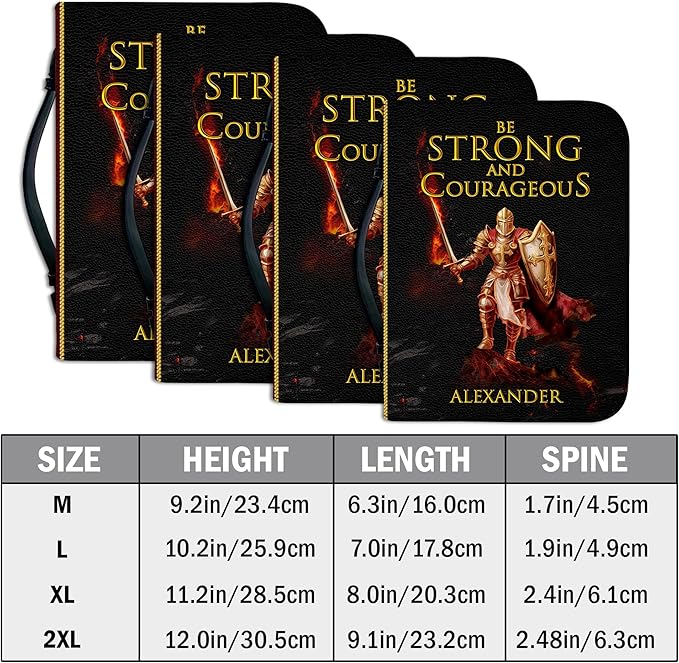 Personalized Bible Cover for Men, Christian Bible Case PU Leather, Jeus Bags Religious Appreciation Gifts for Women Girls Daughter Christian with Handle Zipper (BIBLE-02, M-2Xl)
