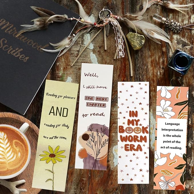 30 PCS Aesthetic Paper Bookmarks for Reading,Romantic Funny Bookmark for Women Book Lovers,Reading Page Markers Students Teachers School Supplies