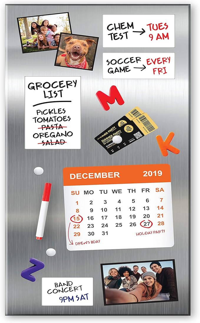 Essentially Yours Magnet and Message Board | Large Mountable 30 x 14 x 0.7 Inch Steel Bulletin Board (Silver)